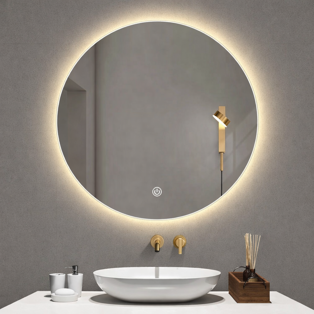 מראה עגולה לתלייה עם תאורת LED אחורית | 60\80 ס"מ לבחירה