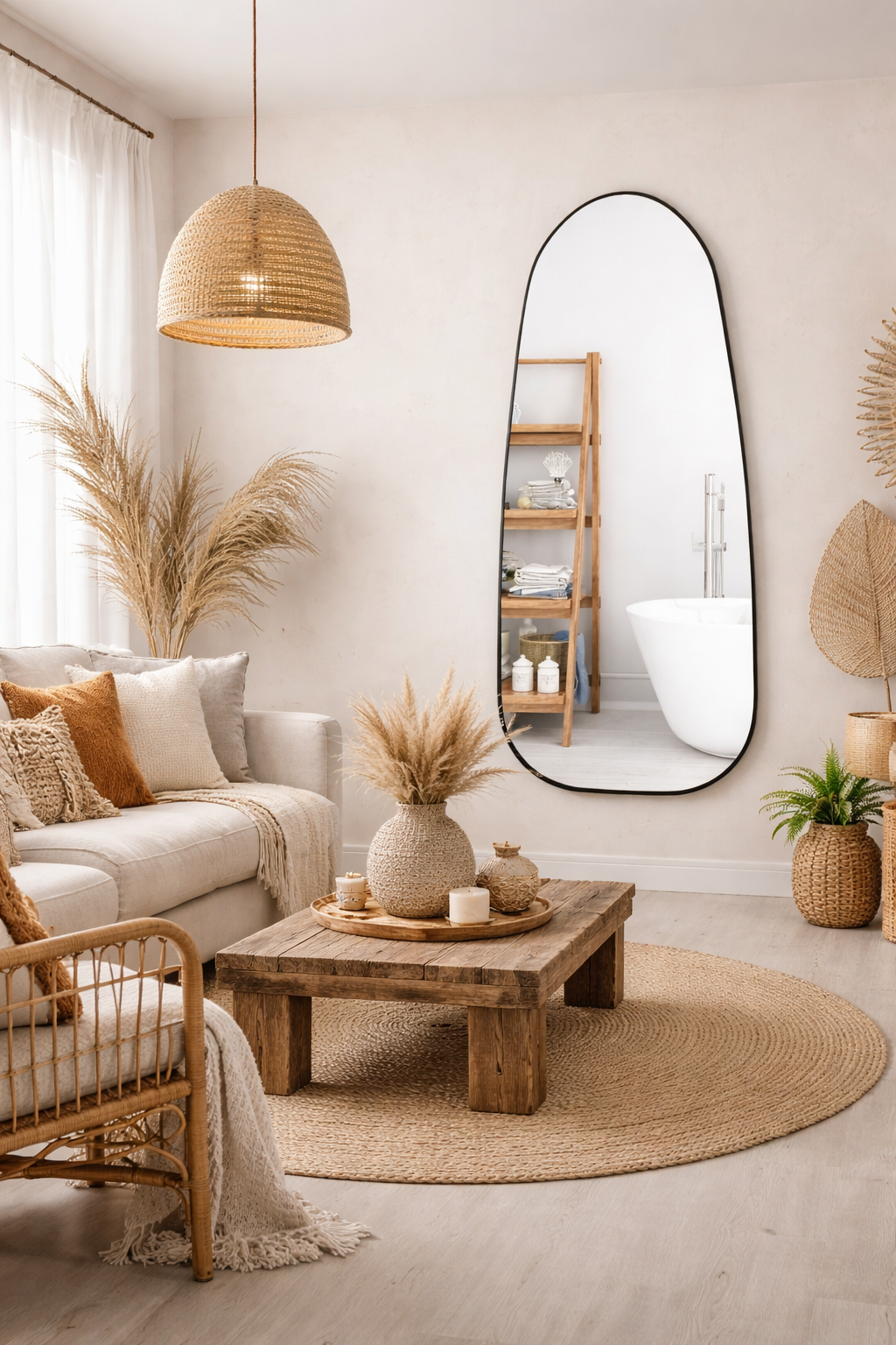 משלוח חינם-מראה ענקית אמורפית "טיפה" לתלייה | 55*160 ס"מ