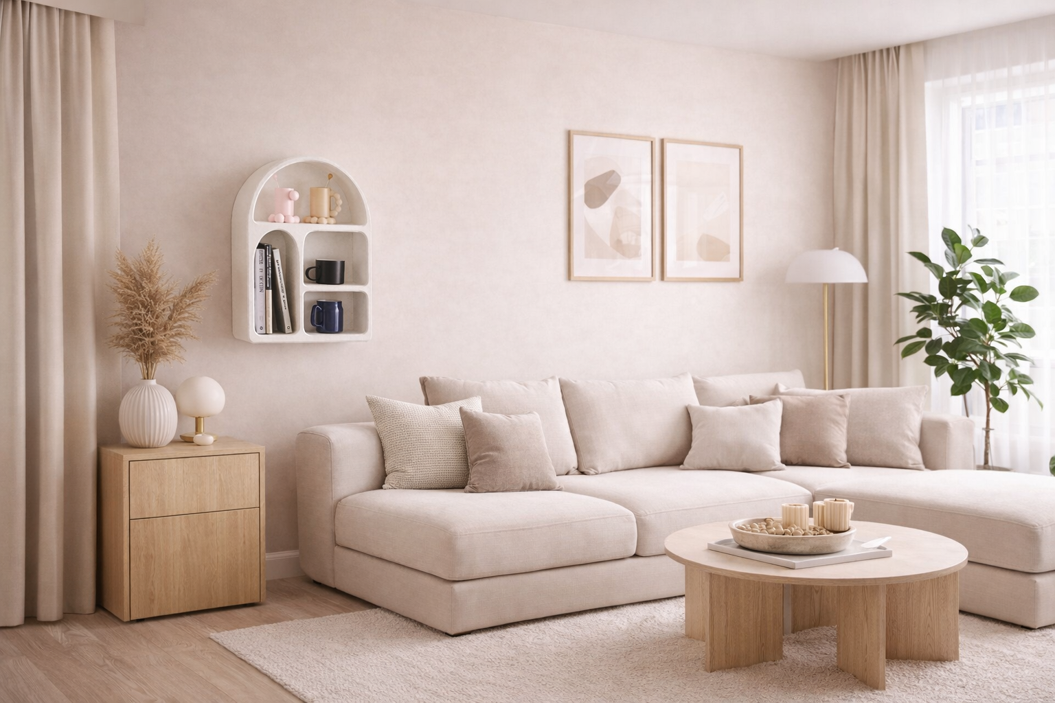 נישה מחוספסת בצבע שמנת