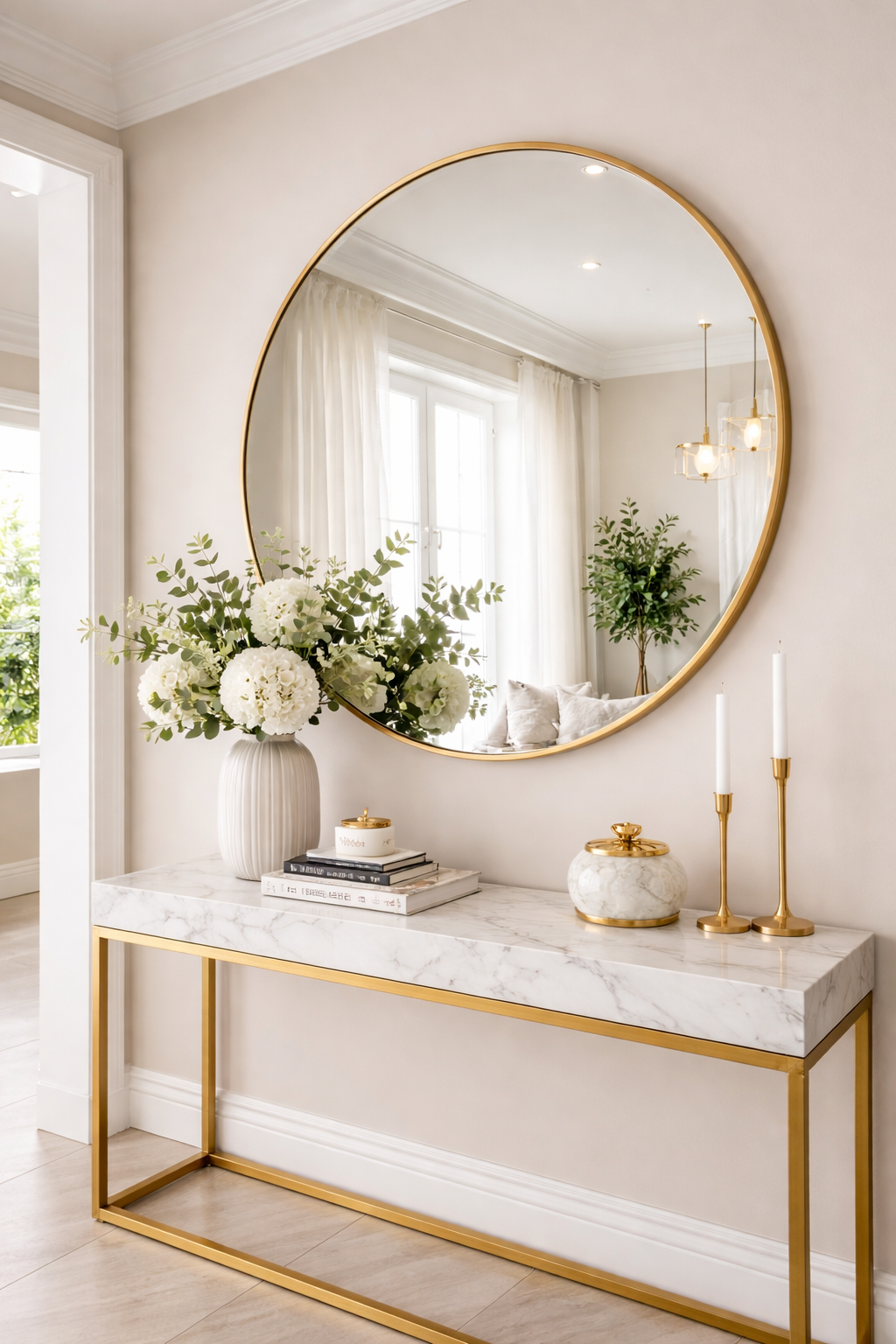 מראה עגולה לתלייה מסגרת בצבע זהב | 100 ס"מ