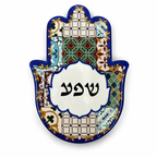 סט 3 חמסות מקרמיקה לתלייה ולמעמד עם כיתוב לבחירה